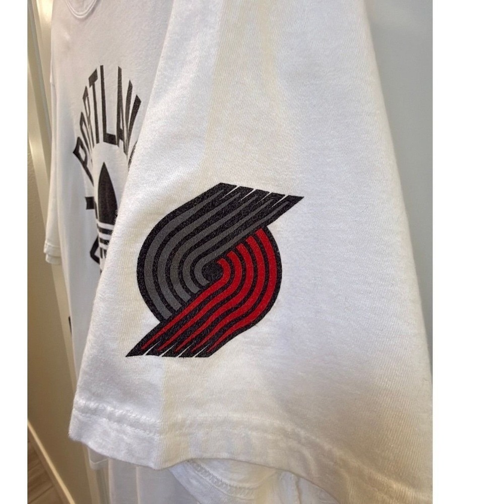 Adidas Originals Portland Trail Blazers Graphic T Mens XL White Trefoil Logo Tee - Picture 3 of 4